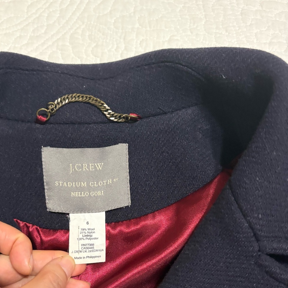 J. Crew Statium Cloth Nello Gori Peacoat with Gold Buttons Navy Blue Size 6 - Picture 3 of 9